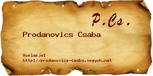 Prodanovics Csaba névjegykártya